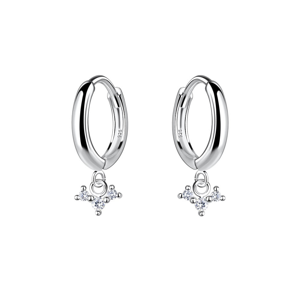 Three Stone Charm Huggies