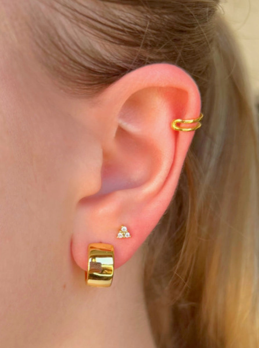 Three Stone Stud Earrings