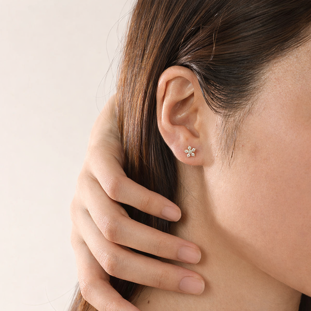 Flower 18K Ballbell Earrings